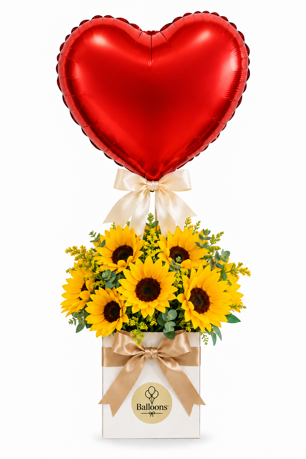 Base de girasoles + globo de corazon