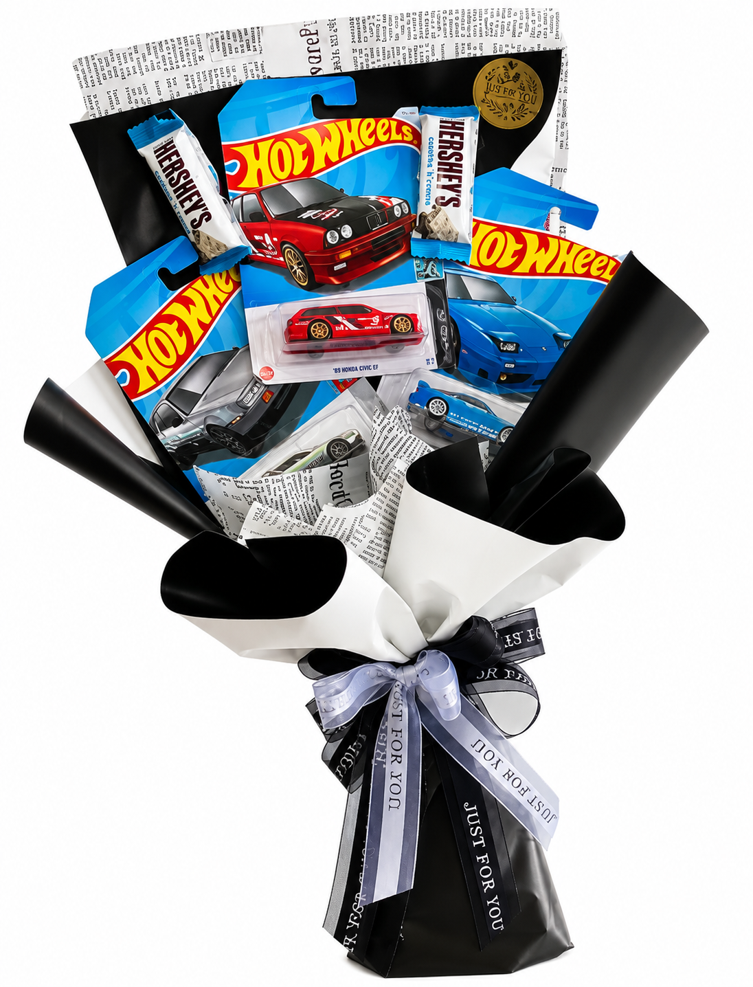 Ramo de Hotweels y chocolates
