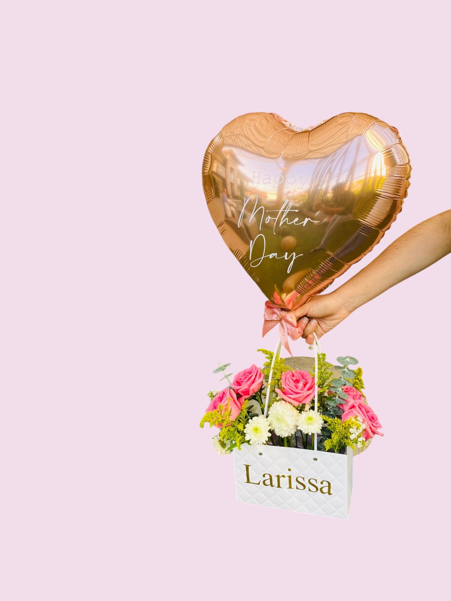 Cartera Floral con Globo de Corazon