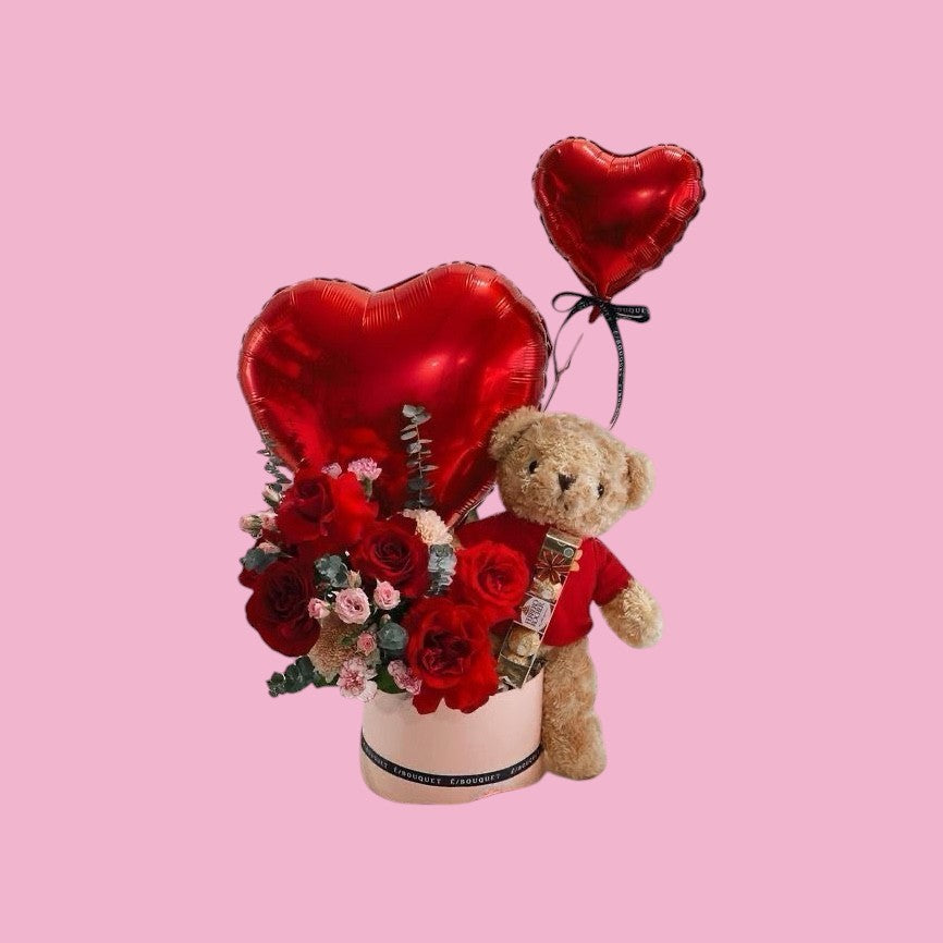 Canasta de Peluche y Flores