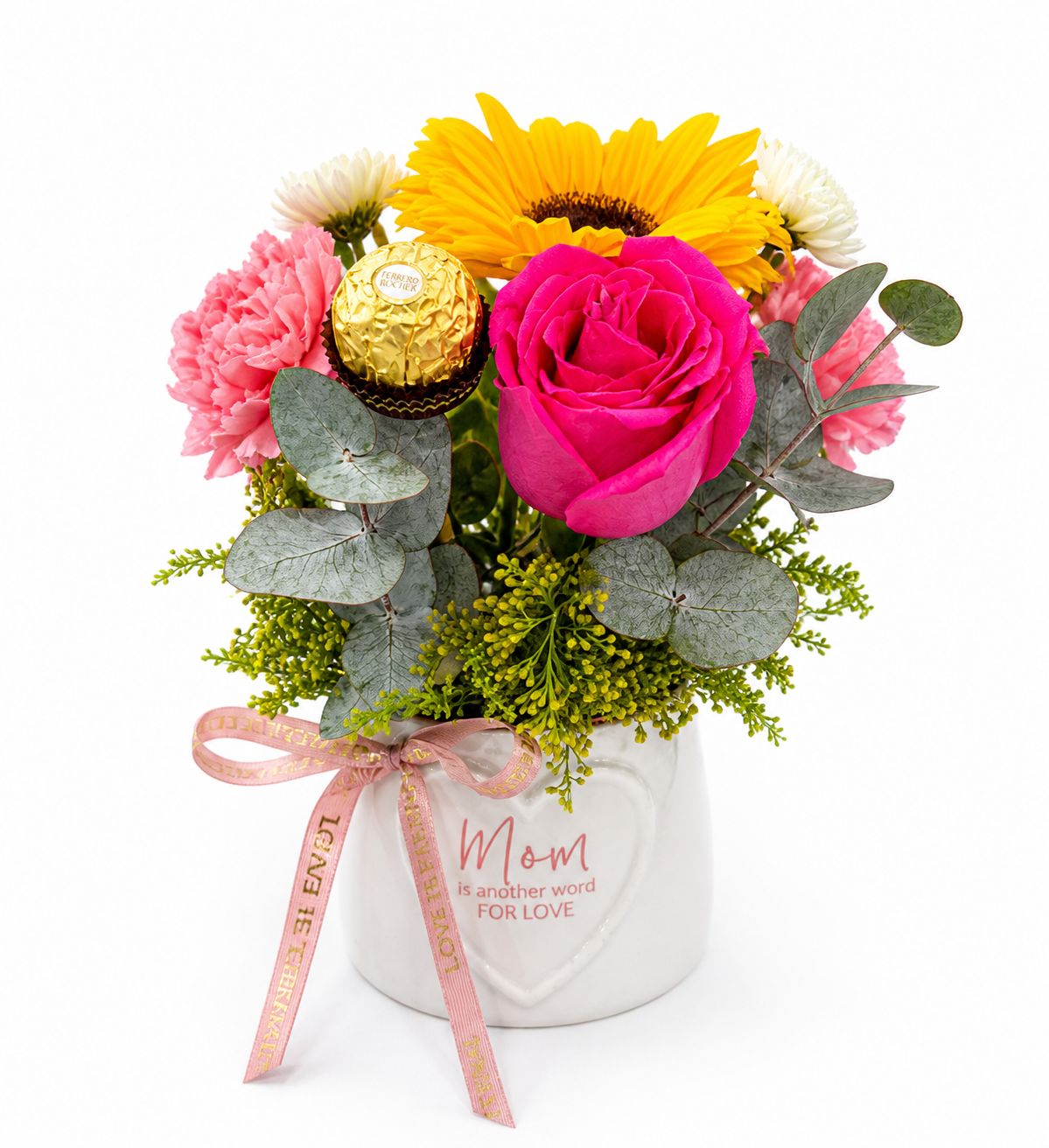 taza + flores variadas