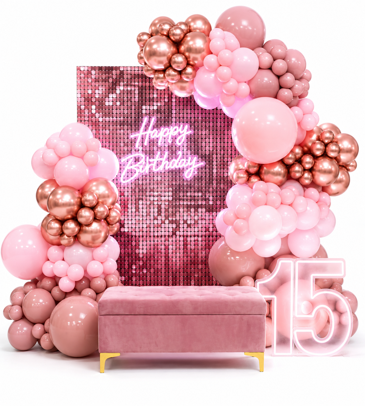 Set Decorativo Shimmer Wall para 15 Años – 1.80 m