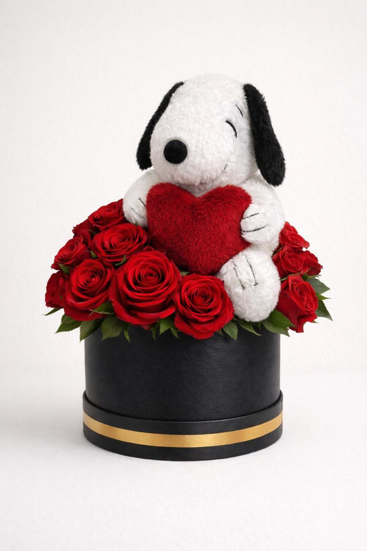 Arreglo de flores más snoopy
