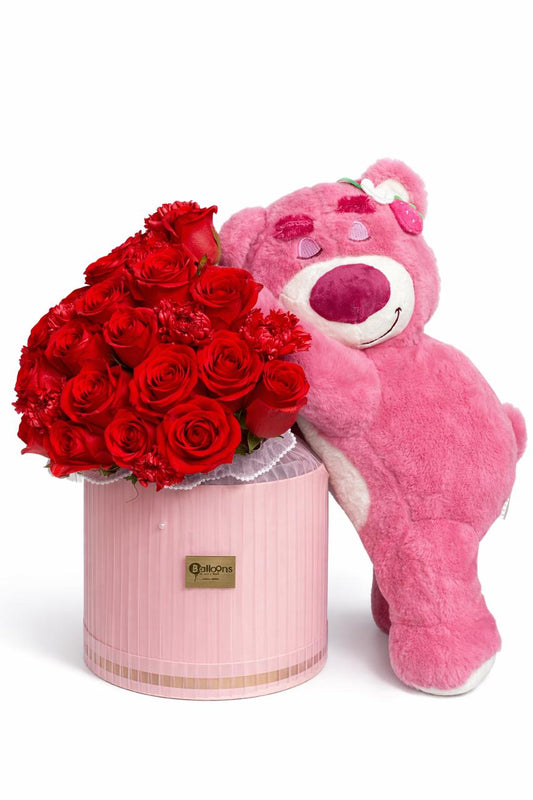 Arreglo de flores más Lotso Cariñoso
