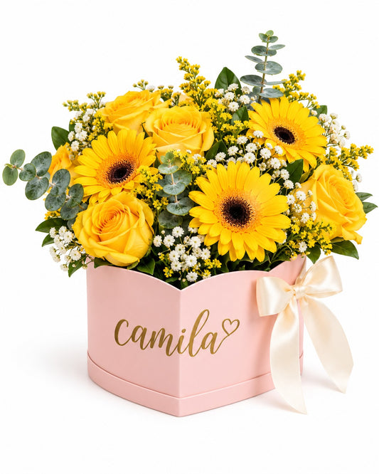 Base con flores amarillas